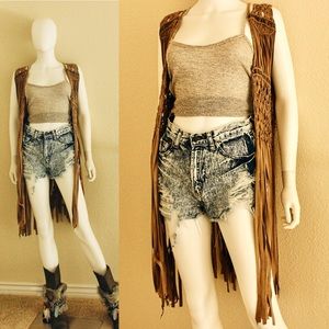 Tan Boho Fringe Festival Vest